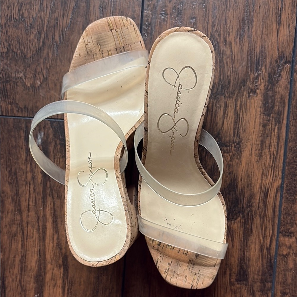 Jessica Simpson Cream Platform Shoes with Cork Sole